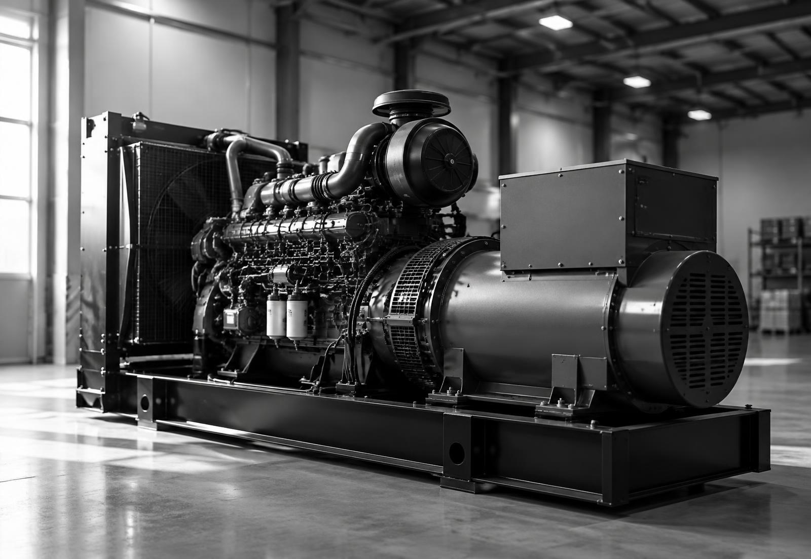 Planta eléctrica industrial dentro de una bodega